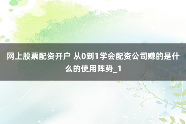 网上股票配资开户 从0到1学会配资公司赚的是什么的使用阵势_1